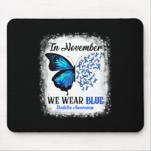 In November We Wear Blue Butterflies Diabetes Awar Mouse Mat