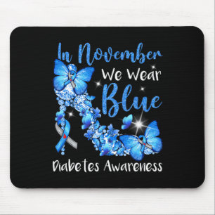 In November We Wear Blue Butterflies Diabetes Awar Mouse Mat