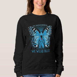 In November We Wear Blue Butterfly Diabetes Awaren Sweatshirt