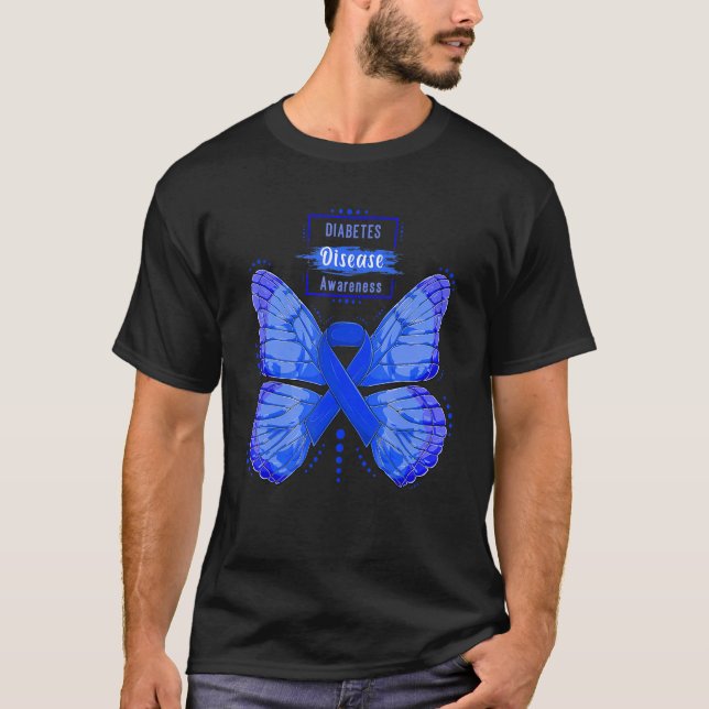 In November We Wear Blue Cure Diabetes Awareness B T-Shirt (Front)