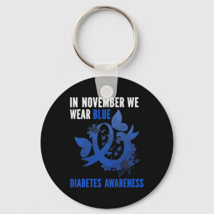 In November We Wear Blue Diabetes Awareness Blue R Key Ring