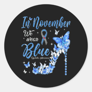 In November We Wear Blue Diabetes Awareness Butter Classic Round Sticker