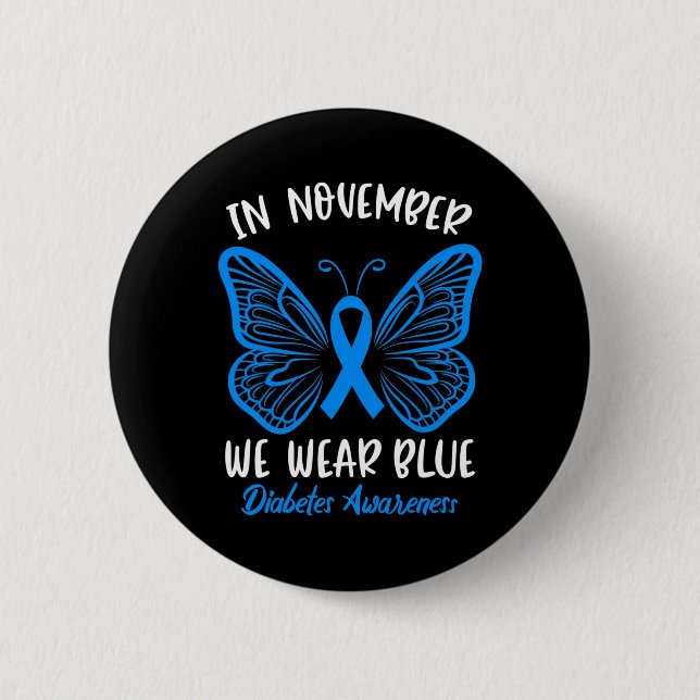 In November we Wear Blue Diabetes Awareness Cute B 6 Cm Round Badge (Front)