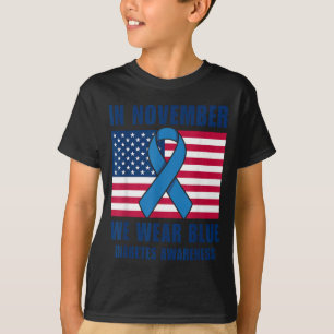 In November We Wear Blue Diabetes Awareness Design T-Shirt