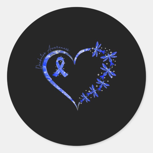 In November We Wear Blue Diabetes Awareness Dragon Classic Round Sticker (Front)