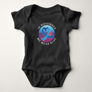 In November We Wear Blue diabetes awareness month Baby Bodysuit
