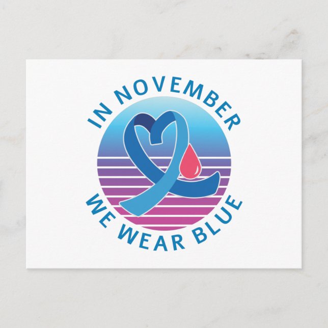 In November We Wear Blue diabetes awareness month Postcard (Front)