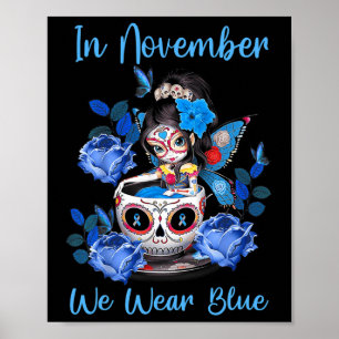 In November We Wear Blue Diabetes Awareness Month Poster