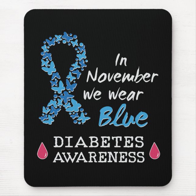 In November we wear blue, Diabetes Awareness Mouse Mat (Front)