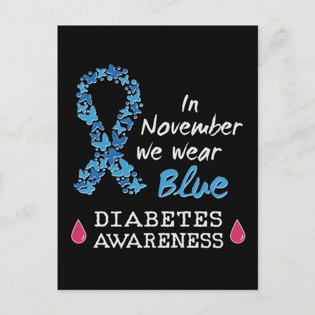 In November we wear blue, Diabetes Awareness Postcard (Front)