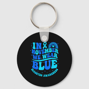 In November We Wear Blue Diabetes Awareness Ribbon Key Ring