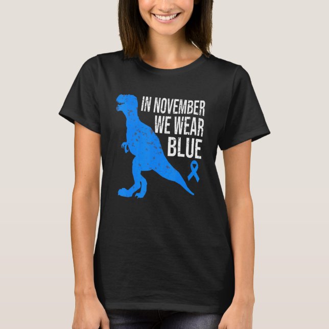 In November We Wear Blue Diabetes Trex Dino Kids T T-Shirt (Front)