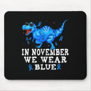 In November We Wear Blue Dinosaur Diabetes Awarene Mouse Mat