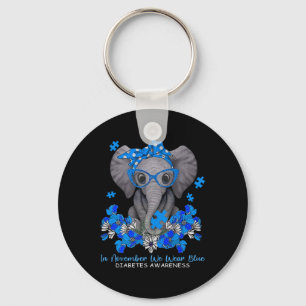 In November We Wear Blue Elephant Diabetes Awarene Key Ring