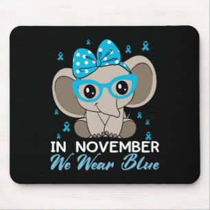 In November We Wear Blue Elephant Diabetes Awarene Mouse Mat