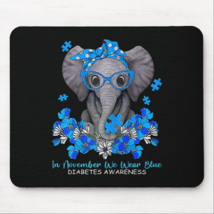 In November We Wear Blue Elephant Diabetes Awarene Mouse Mat