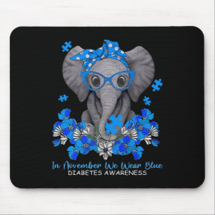 In November We Wear Blue Elephant Diabetes Awarene Mouse Mat