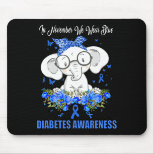 In November We Wear Blue Elephant Diabetes Awarene Mouse Mat