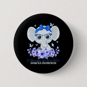 In November We Wear Blue Elephant T1d Diabetes Awa 6 Cm Round Badge