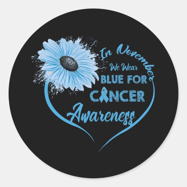 In November We Wear Blue For Diabetes Awareness Classic Round Sticker (Front)