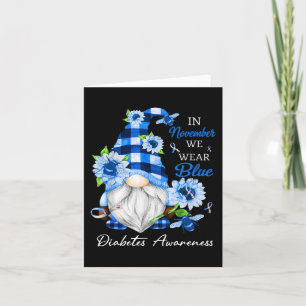 In November We Wear Blue Gnome Diabetes Awareness Card