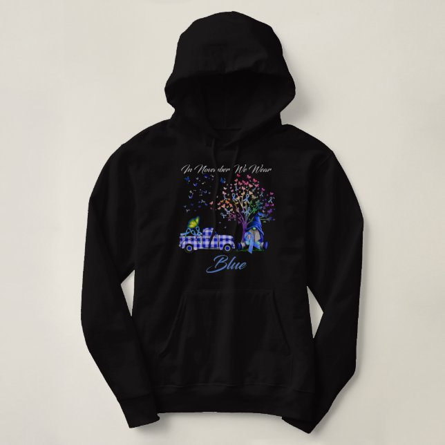 in november we wear blue gnome Diabetes Awareness Hoodie (Design Front)