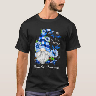 In November We Wear Blue Gnome Diabetes Awareness T-Shirt