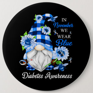 In November We Wear Blue Gnomes Diabetes Awareness 6 Cm Round Badge