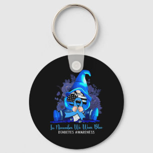 In November We Wear Blue Gnomes Diabetes Awareness Key Ring
