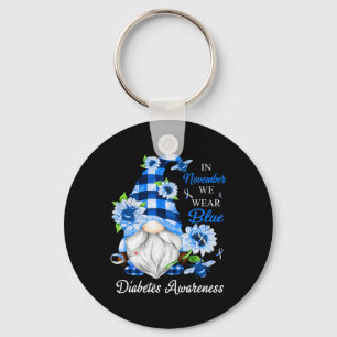 In November We Wear Blue Gnomes Diabetes Awareness Key Ring