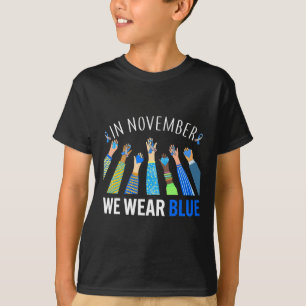In November We Wear Blue Hands Diabetes Awareness T-Shirt