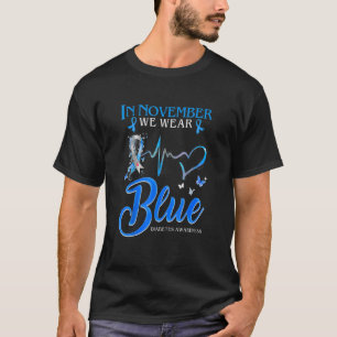 In November We Wear Blue Heartbeat Diabetes Awaren T-Shirt