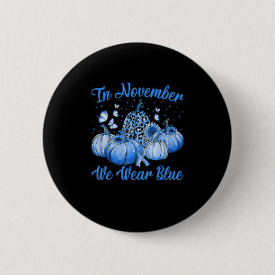 In November We Wear Blue Leopard Pumpkin Diabetes 6 Cm Round Badge