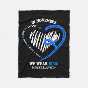 In November We Wear Blue Messy Bun Diabetes Awaren Fleece Blanket