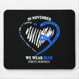 In November We Wear Blue Messy Bun Diabetes Awaren Mouse Mat