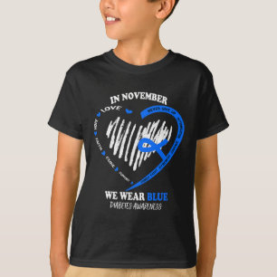 In November We Wear Blue Messy Bun Diabetes Awaren T-Shirt
