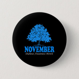 In November We Wear Blue Pumpkin Diabetes Awarenes 6 Cm Round Badge