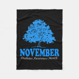 In November We Wear Blue Pumpkin Diabetes Awarenes Fleece Blanket