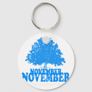 In November We Wear Blue Pumpkin Diabetes Awarenes Key Ring