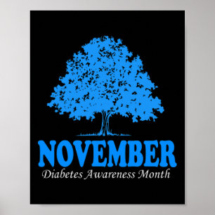 In November We Wear Blue Pumpkin Diabetes Awarenes Poster
