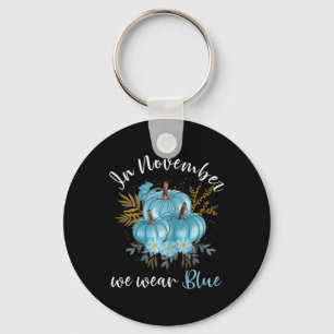 In November We Wear Blue Pumpkins Fall Diabetes Aw Key Ring