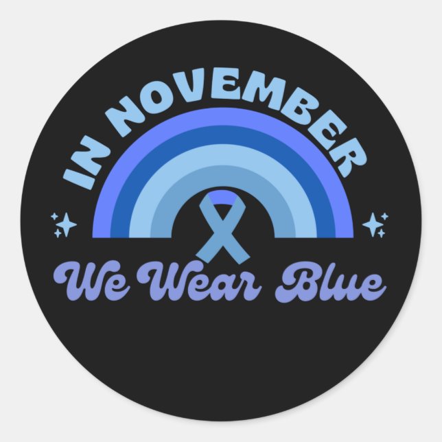 In November We Wear Blue, Rainbow Classic Round Sticker (Front)