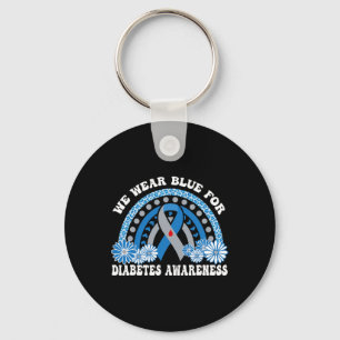 In November We Wear Blue Rainbow Diabetes Awarenes Key Ring