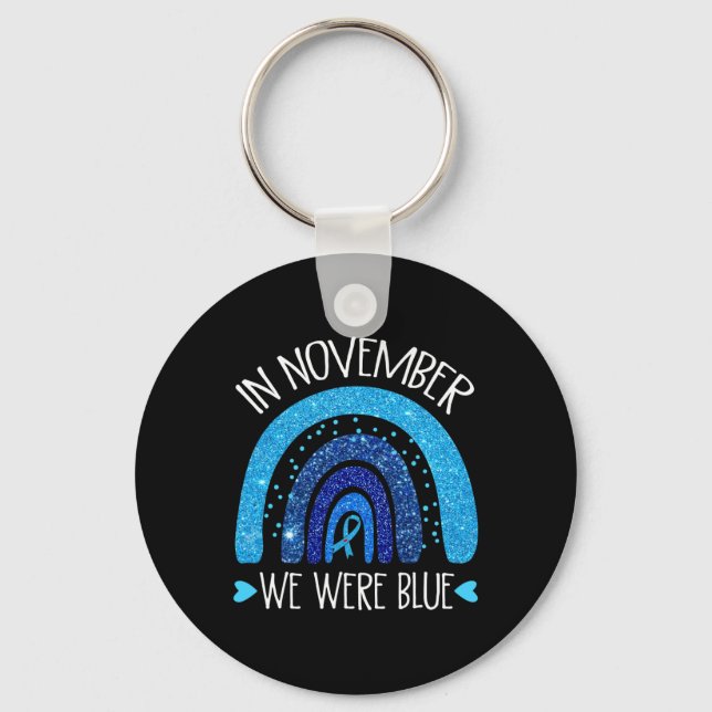 In November We Wear Blue Rainbow Diabetes Awarenes Key Ring (Front)