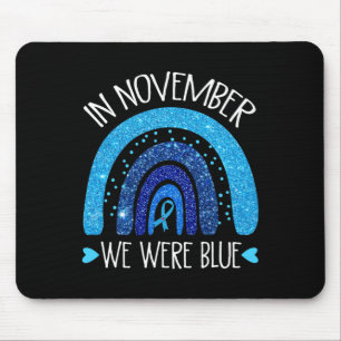 In November We Wear Blue Rainbow Diabetes Awarenes Mouse Mat