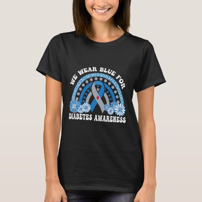 In November We Wear Blue Rainbow Diabetes Awarenes T-Shirt (Front)