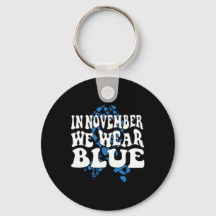 In November We Wear Blue Ribbon Diabetes Awareness Key Ring