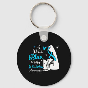 In November We Wear Blue Ribbon Diabetes Awareness Key Ring
