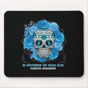 In November We wear Blue Sugar Skull Diabetes Awar Mouse Mat