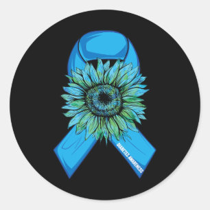 In November We Wear Blue Sunflower Diabetes Awaren Classic Round Sticker